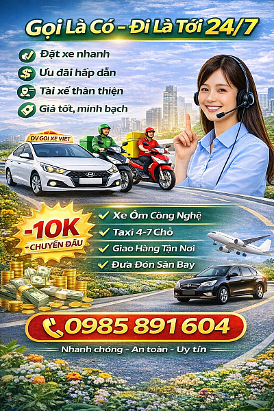 Gọi Xe là Có - Di Là Tới 24/7 Dv Gọi Xe Việt